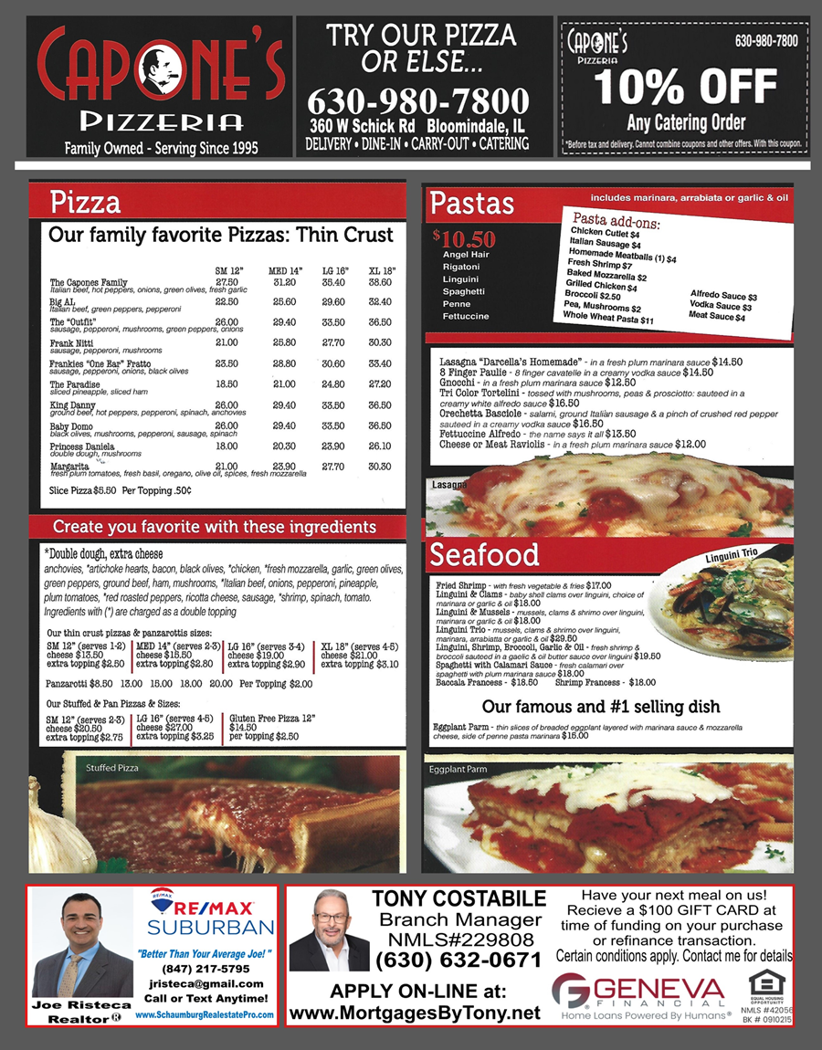 Sample Menu Front